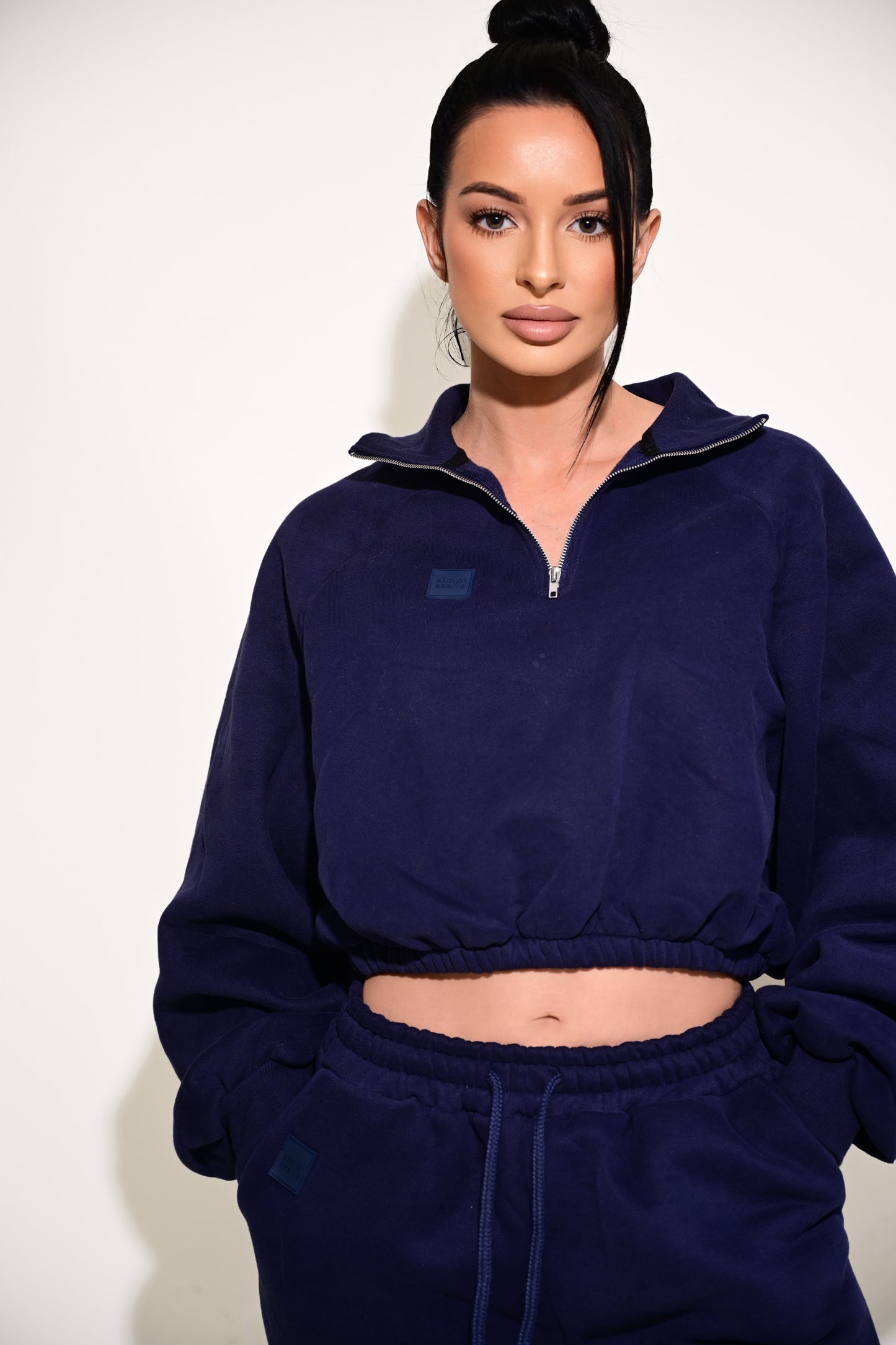 SS Serene Cropped Collared Zip-Up Sweater