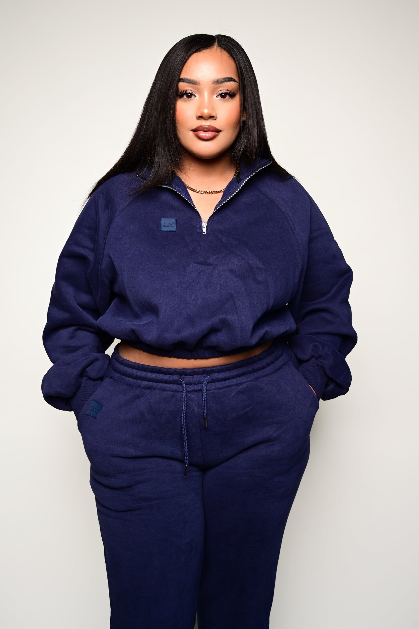 SS Serene Cropped Collared Zip-Up Sweater