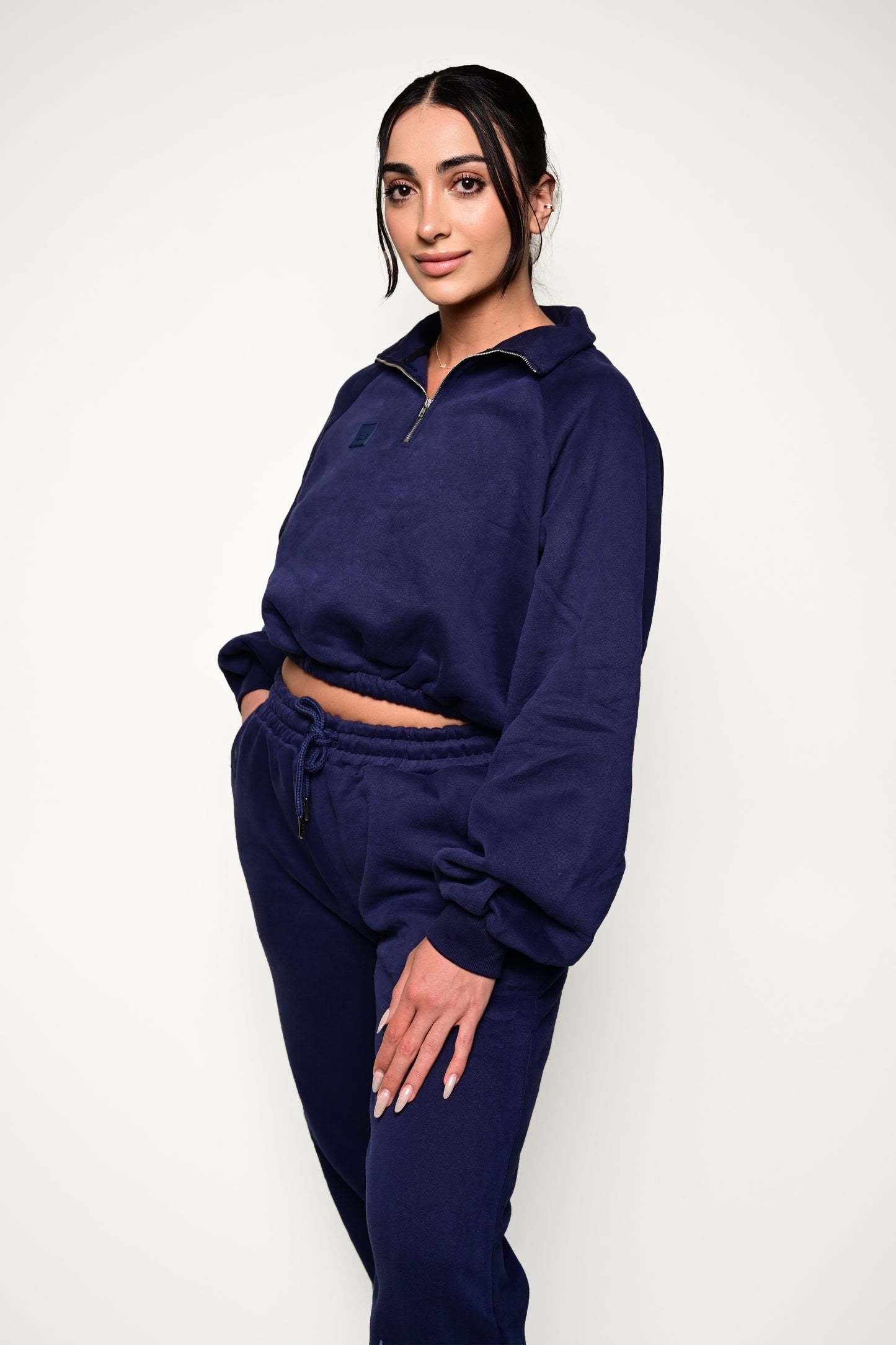 SS Serene Cropped Collared Zip-Up Sweater
