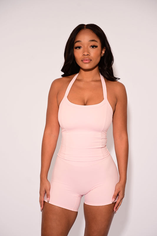 Essential Halter Tank-Pink